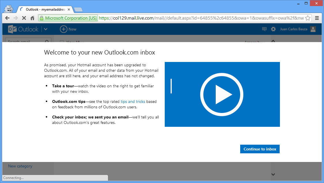 Kx.CloudIngenium.com - How to Use your own Domain name with Outlook.com as the backend - Welcome to your new Outlook.com inbox